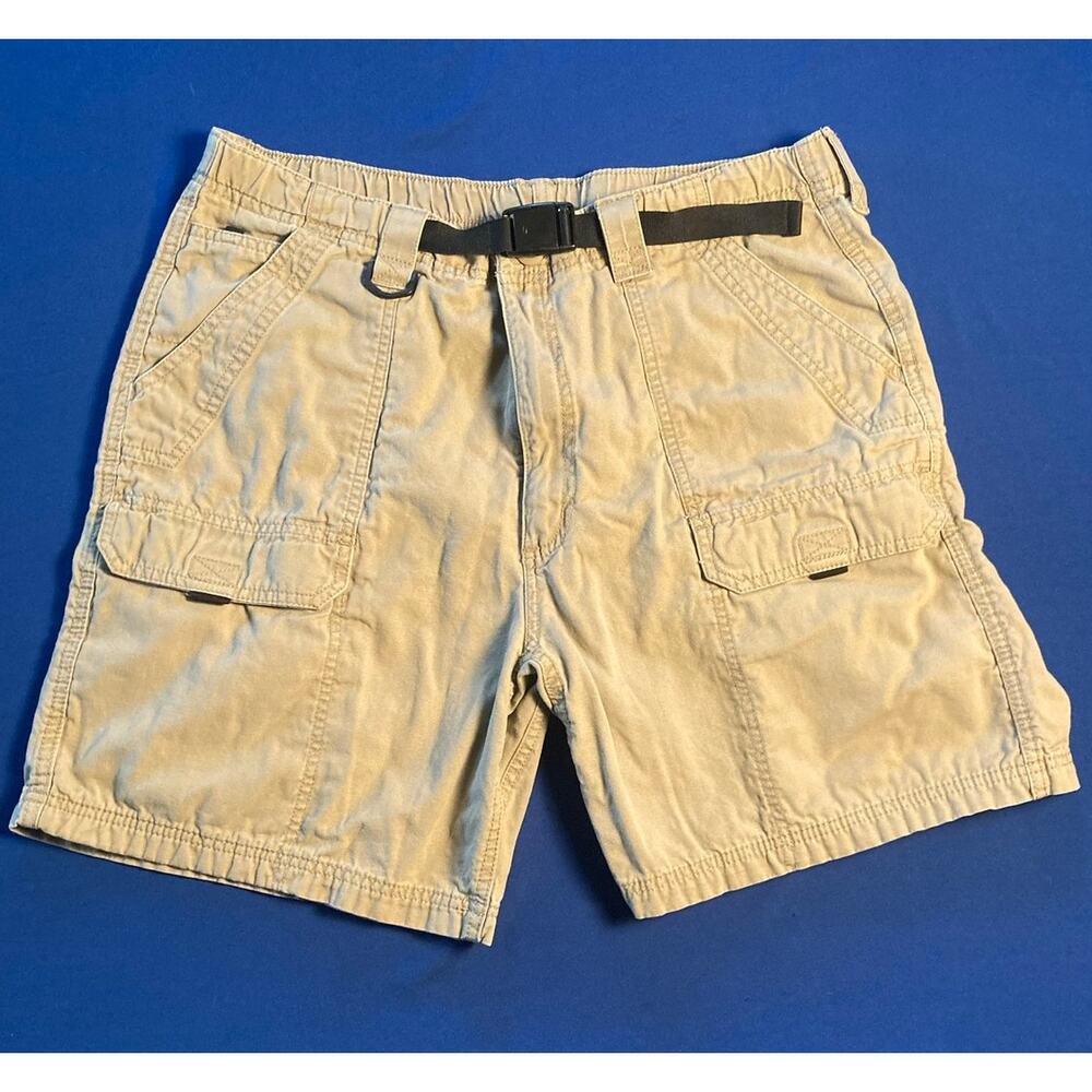 Wrangler Hero Tan Cargo Shorts with Clip Belt Size 38 - 100% Cotton